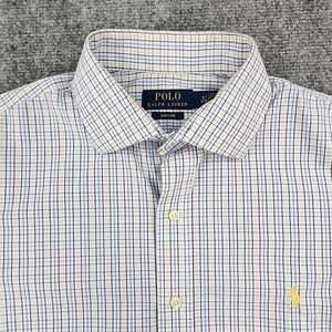 Polo Ralph Lauren Shirt Men 16.5 White Check Long Sleeve Casual Button Up Preppy